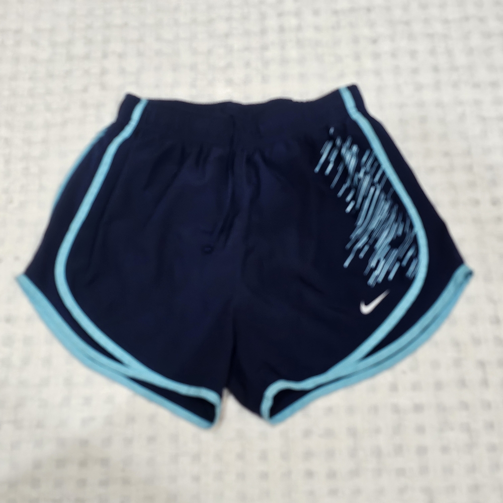 Nike Women's Dark Blue and Teal Athletic Shorts - Picture 4 of 7